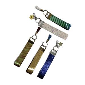 Lot Of 5 Country Blessings Colorful Fun faux leather key fob wristlets Sparkle